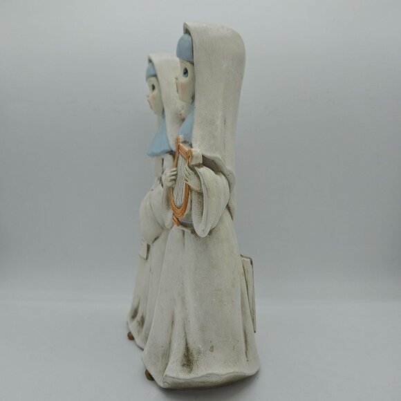 Vintage Josef Original Ceramic Singing Nun Figurine Duo With Harp & Book - Westl - Picture 5 of 6